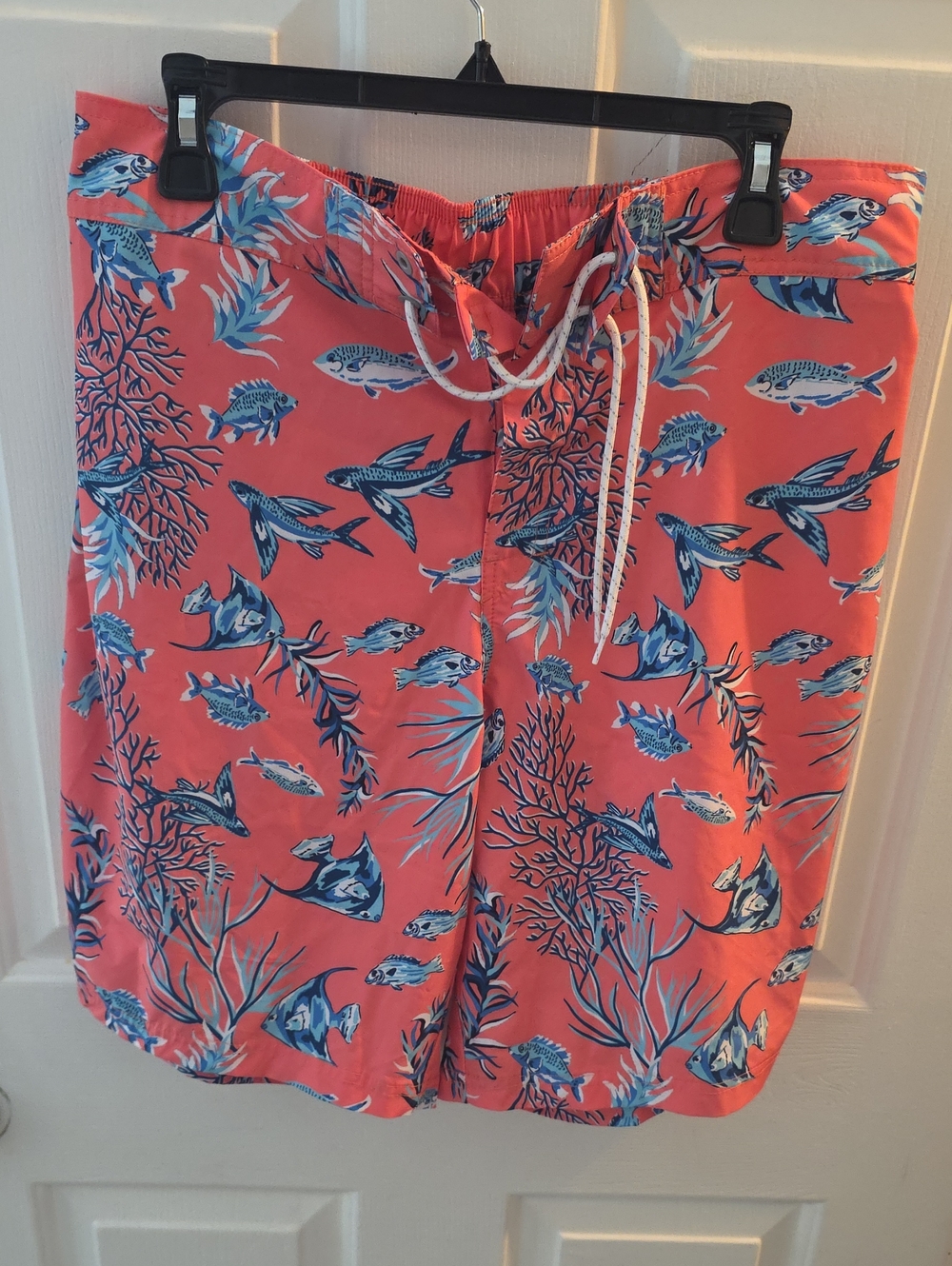 Men's Coral & Blue Tropical Swim Trunks